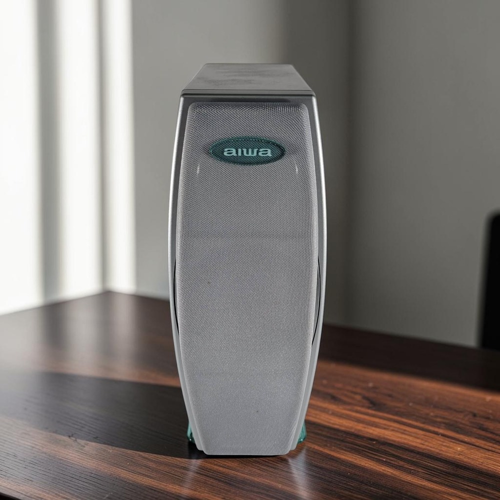 Aiwa SX-LX7 Bookshelf Speaker Silver Teal 6 Ohm Wired Passive TESTED